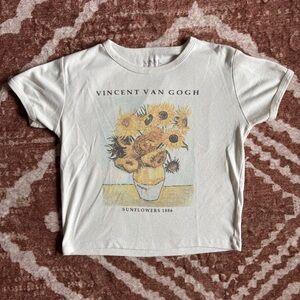 Vincent Van Gogh Sunflowers White Crop Top
